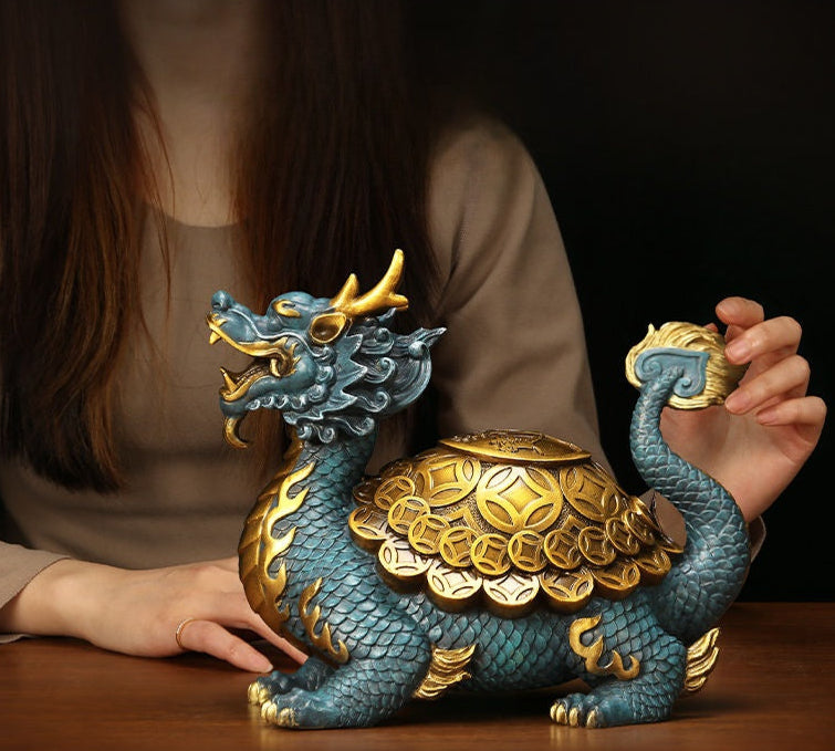 Prosperity Dragon Turtle – Handcrafted Brass Cultural Figurine