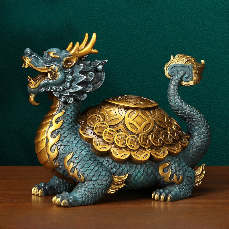 Prosperity Dragon Turtle – Handcrafted Brass Cultural Figurine
