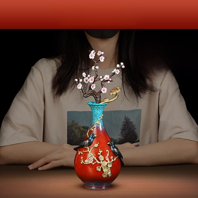 Brass "Four Gentlemen" Vase | Plum, Orchid, Bamboo & Chrysanthemum