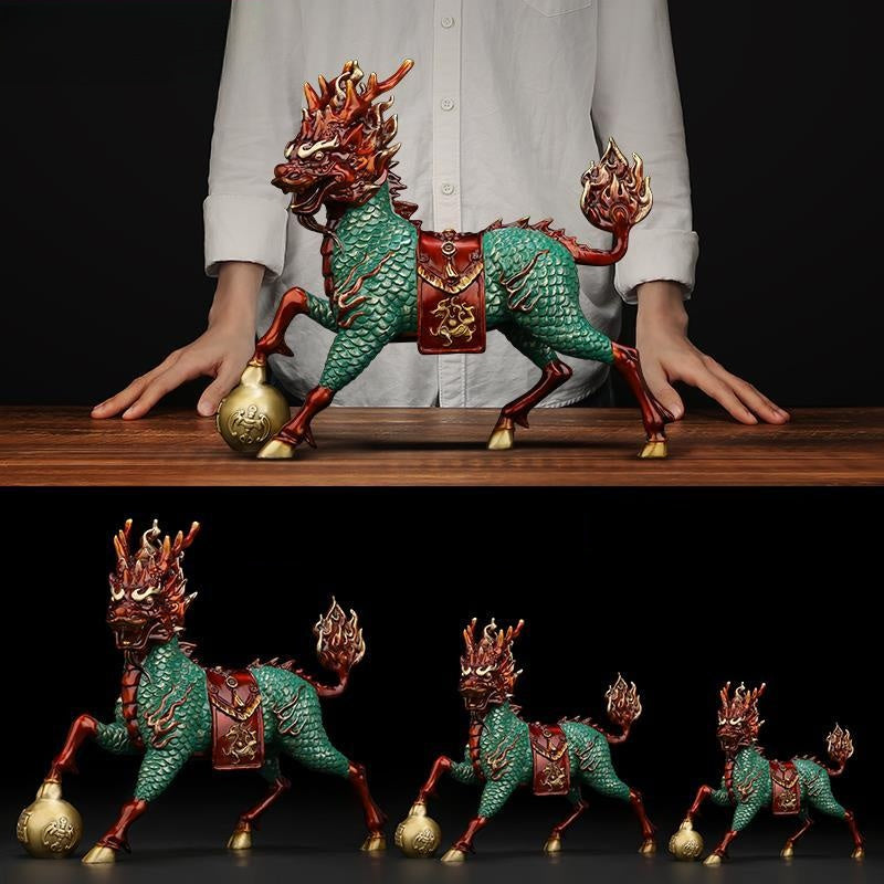Brass Qilin Figurine – Auspicious Guardian of Nobility & Virtue