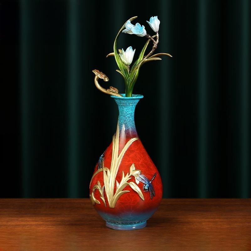 Brass "Four Gentlemen" Vase | Plum, Orchid, Bamboo & Chrysanthemum