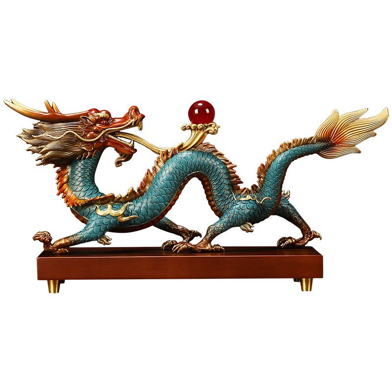 Brass Auspicious Dragon Sculpture | Majestic & Lifelike