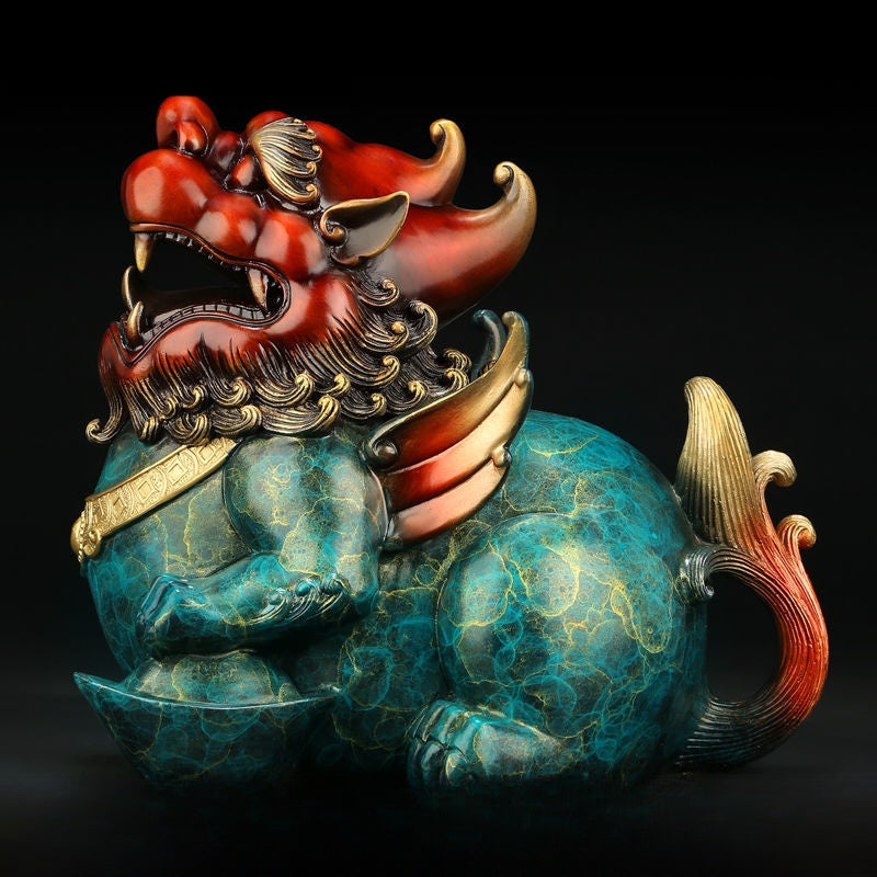 Brass Yuanbao Pixiu Statue – Chinese Cultural Symbol of Prosperity & Protection