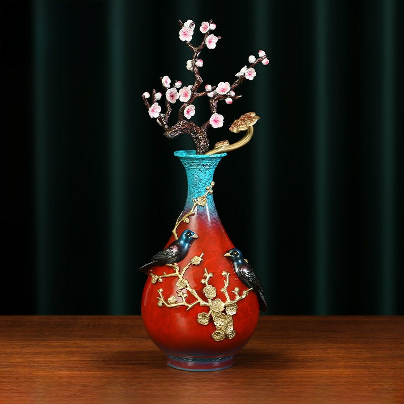 Brass "Four Gentlemen" Vase | Plum, Orchid, Bamboo & Chrysanthemum