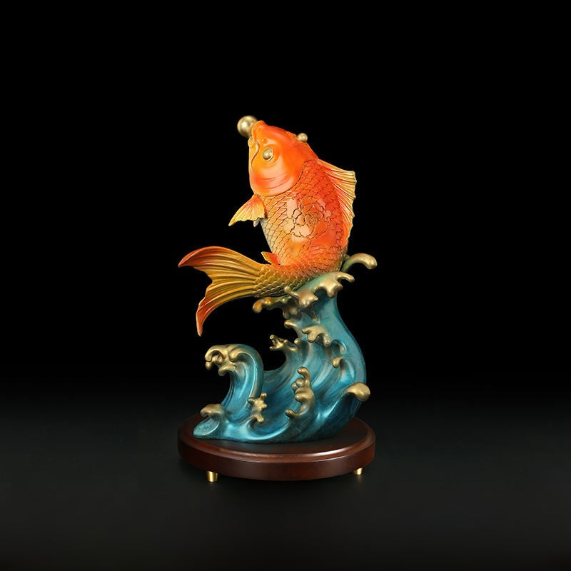 Golden Dragon Fish | Handcrafted Brass Sculpture