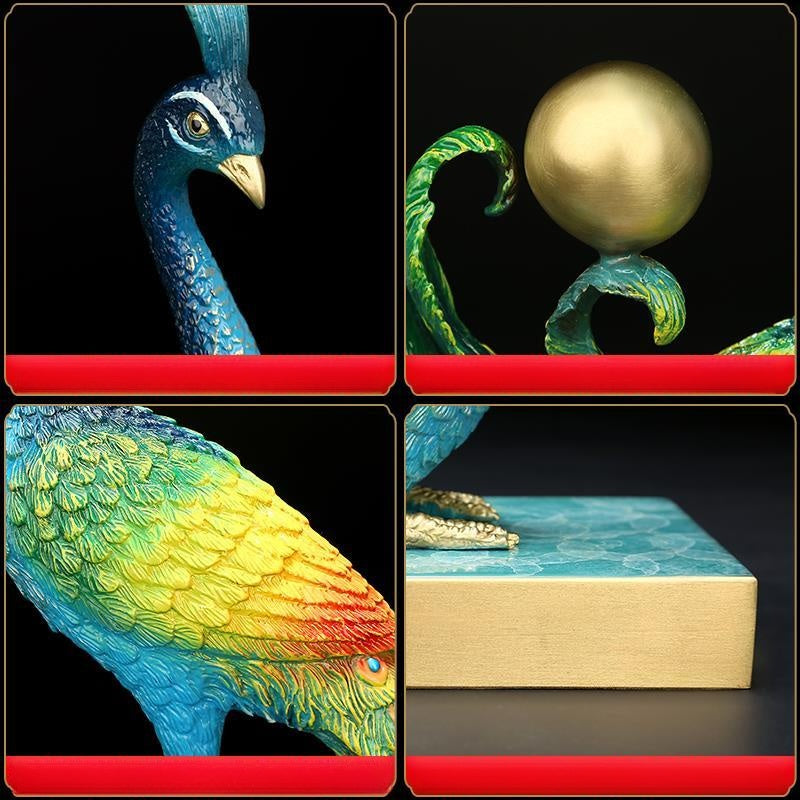 Brass Peacock Figurine | Artisan Crafted for Home & Office