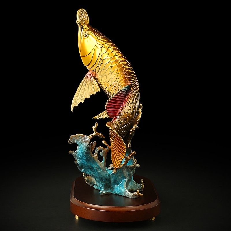 Golden Dragon Fish | Handcrafted Brass Sculpture