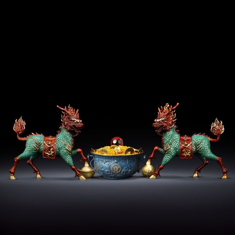 Brass Qilin Figurine – Auspicious Guardian of Nobility & Virtue