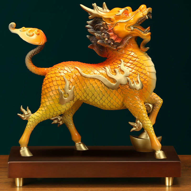 Brass Qilin Sculpture | Auspicious & Majestic Art