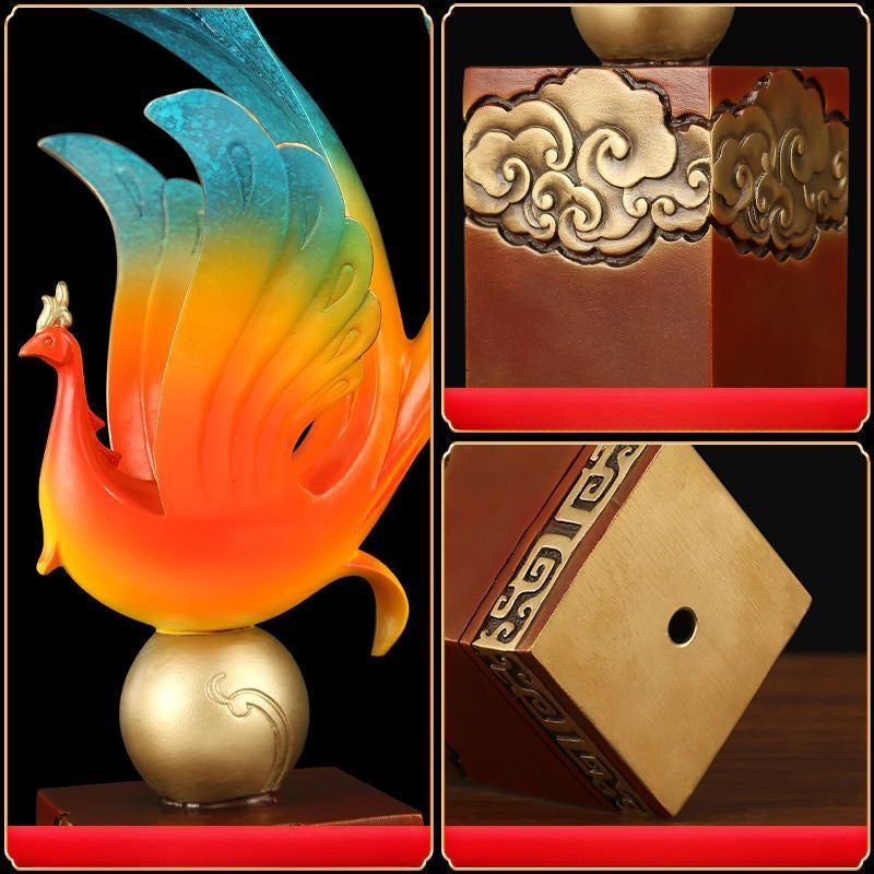 Handcrafted Brass Phoenix | Majestic Chinese Sculpture