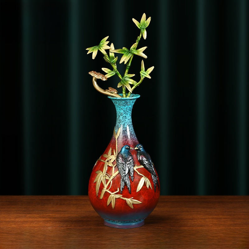 Brass "Four Gentlemen" Vase | Plum, Orchid, Bamboo & Chrysanthemum