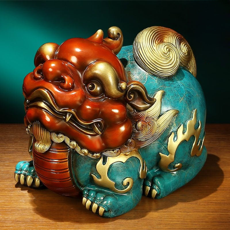 Cute Brass Pi Xiu – Feng Shui Wealth Guardian with Playful Charm