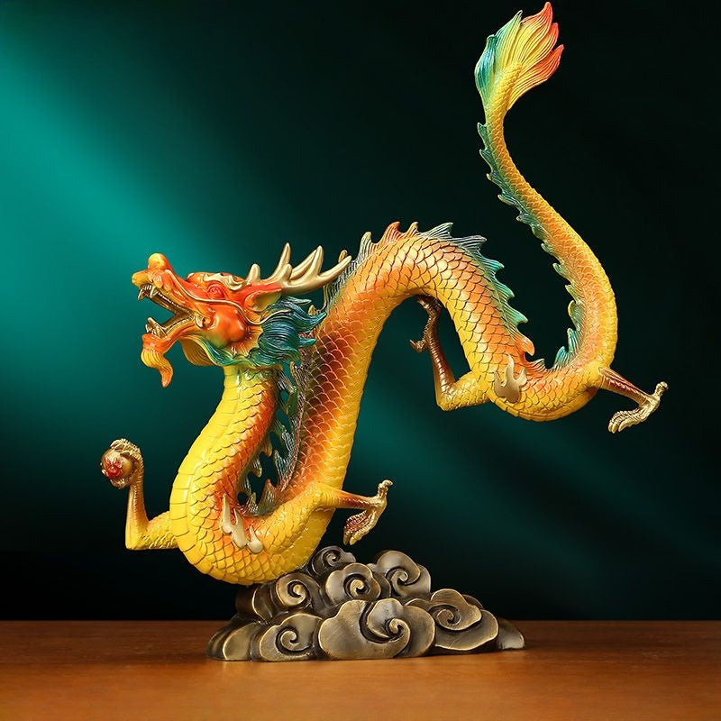 Dragon & Phoenix Pair | Handcrafted Brass Sculptures
