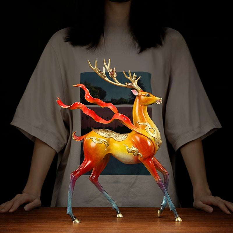 Elegant Deer Sculpture | Handcrafted Brass Decor