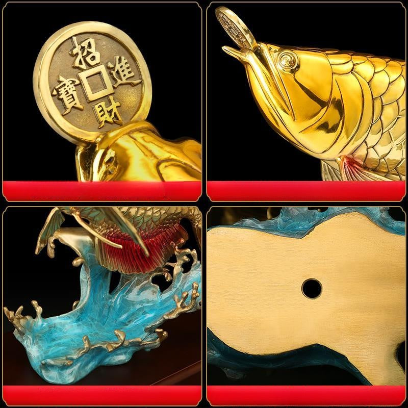 Golden Dragon Fish | Handcrafted Brass Sculpture