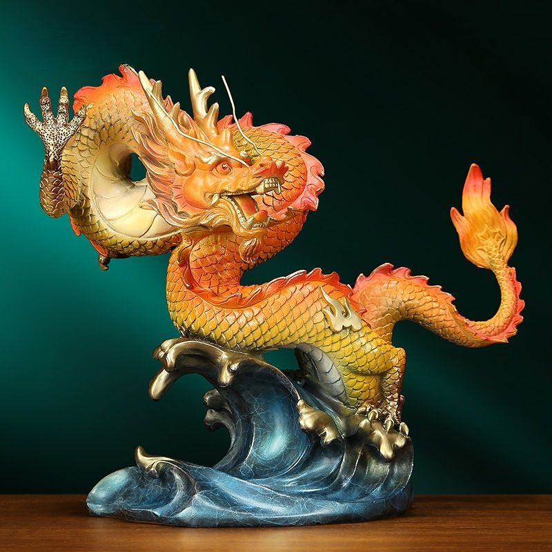 Dragon on the Waves | Handcrafted Brass Sculpture