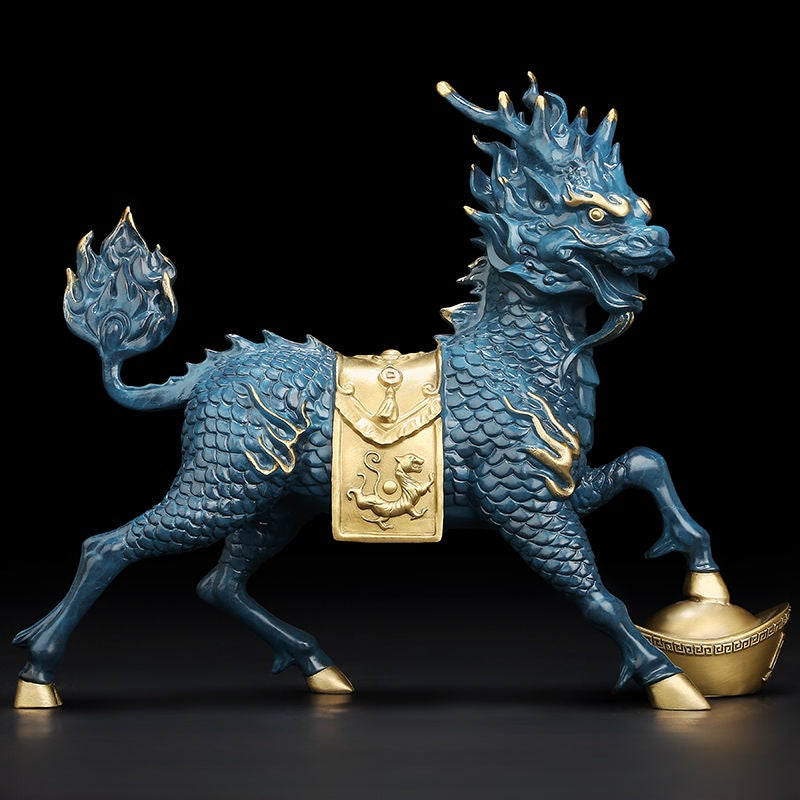 Brass Qilin Figurine – Auspicious Guardian of Nobility & Virtue