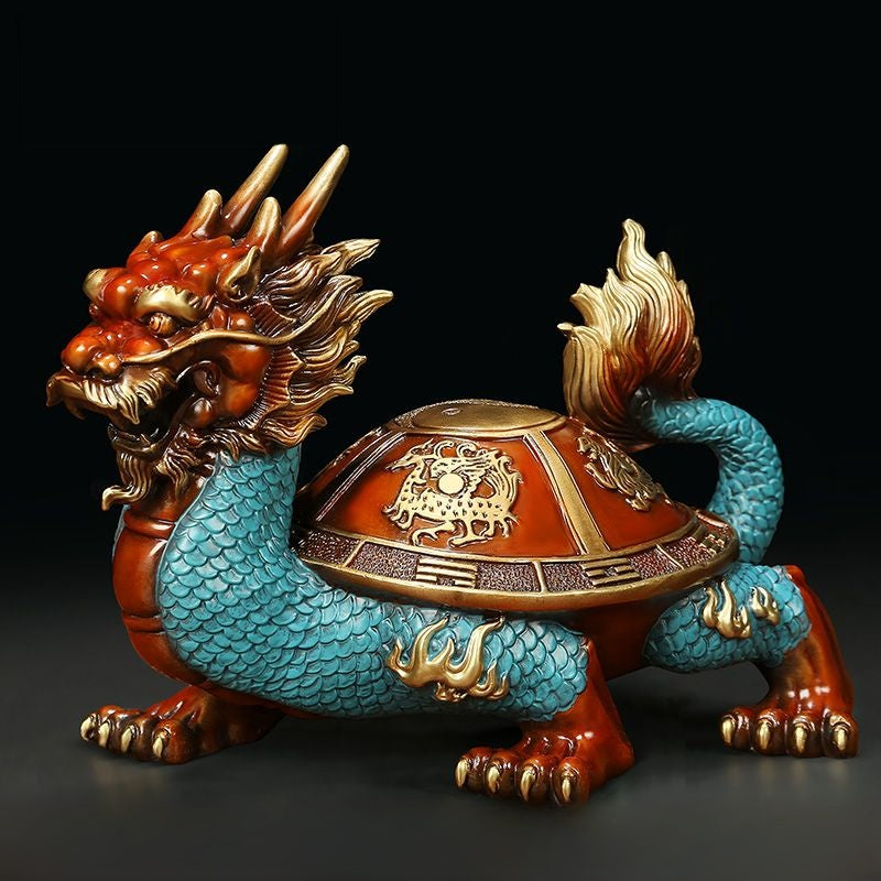 Bagua Dragon Turtle – Brass Statue of Power & Cultural Symbolism