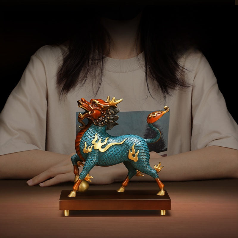 Brass Qilin Sculpture | Auspicious & Majestic Art