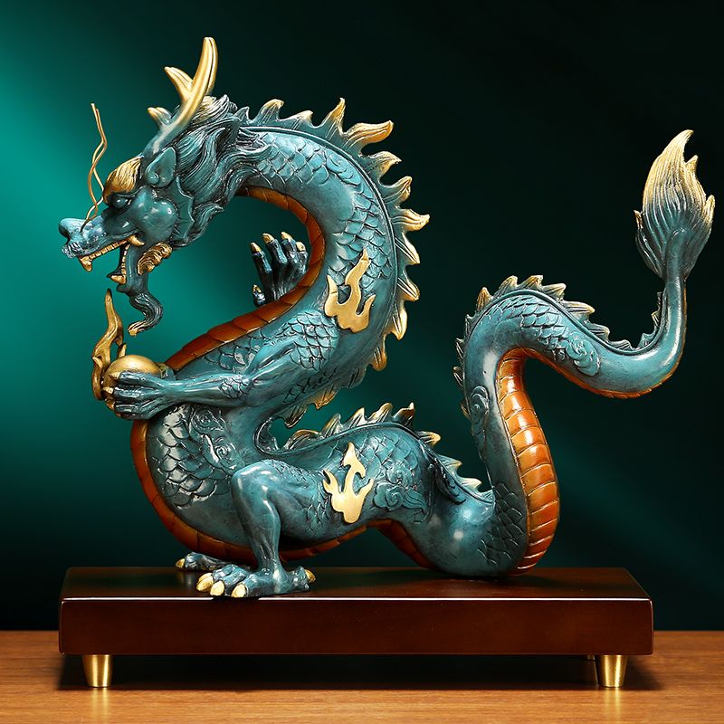 Brass Auspicious Dragon Sculpture | Soaring Across the Seas