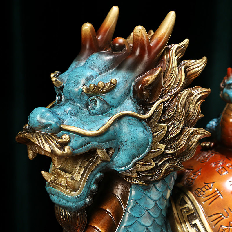 Baifu Dragon Turtle – Brass Statue of Family Harmony & Blessings