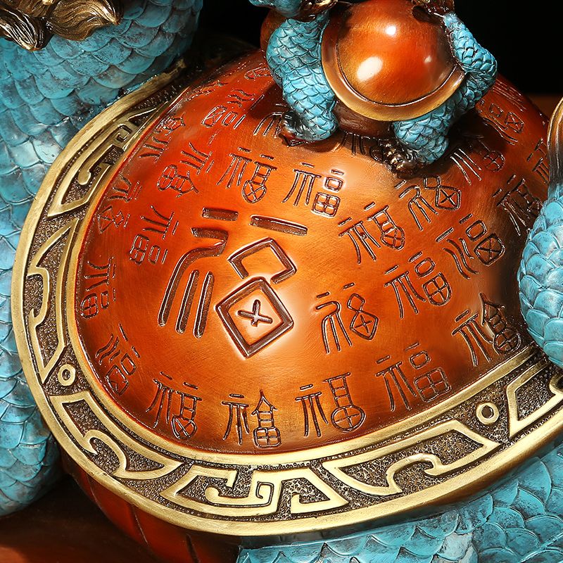 Baifu Dragon Turtle – Brass Statue of Family Harmony & Blessings