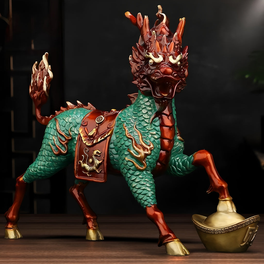 Brass Qilin Figurine – Auspicious Guardian of Nobility & Virtue