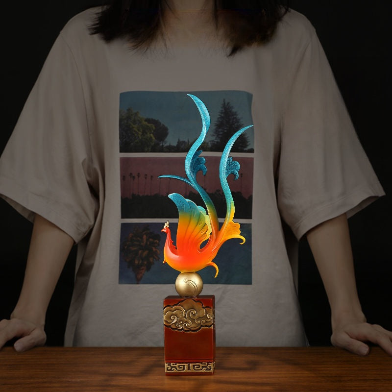 Handcrafted Brass Phoenix | Majestic Chinese Sculpture