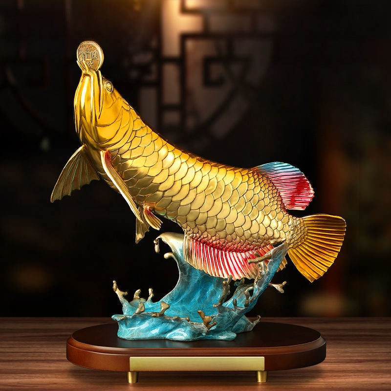 Golden Dragon Fish | Handcrafted Brass Sculpture