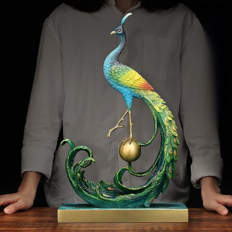 Brass Peacock Figurine | Artisan Crafted for Home & Office