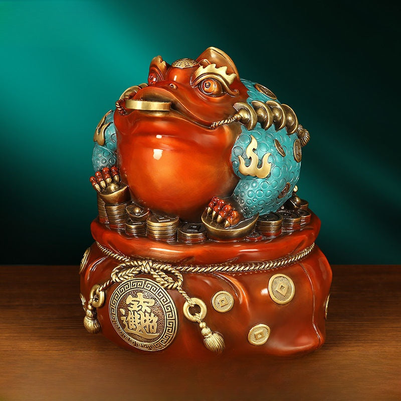 Good Fortune Frog – Handcrafted Brass Three-Legged Toad Statue