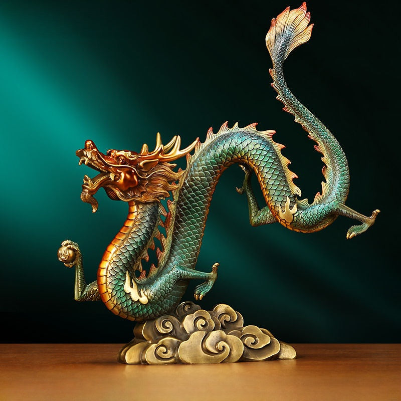 Dragon & Phoenix Pair | Handcrafted Brass Sculptures