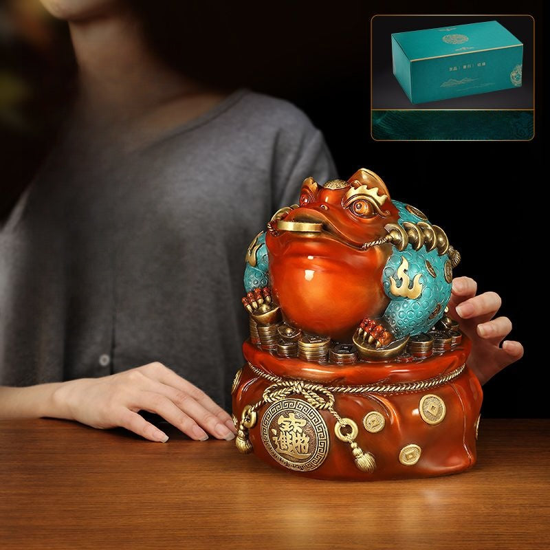 Good Fortune Frog – Handcrafted Brass Three-Legged Toad Statue