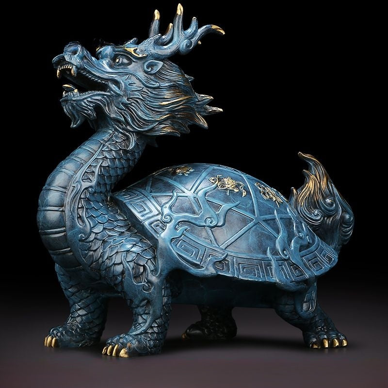 Dragon Turtle Brass Statue – Chinese Cultural Symbol of Prosperity & Protection
