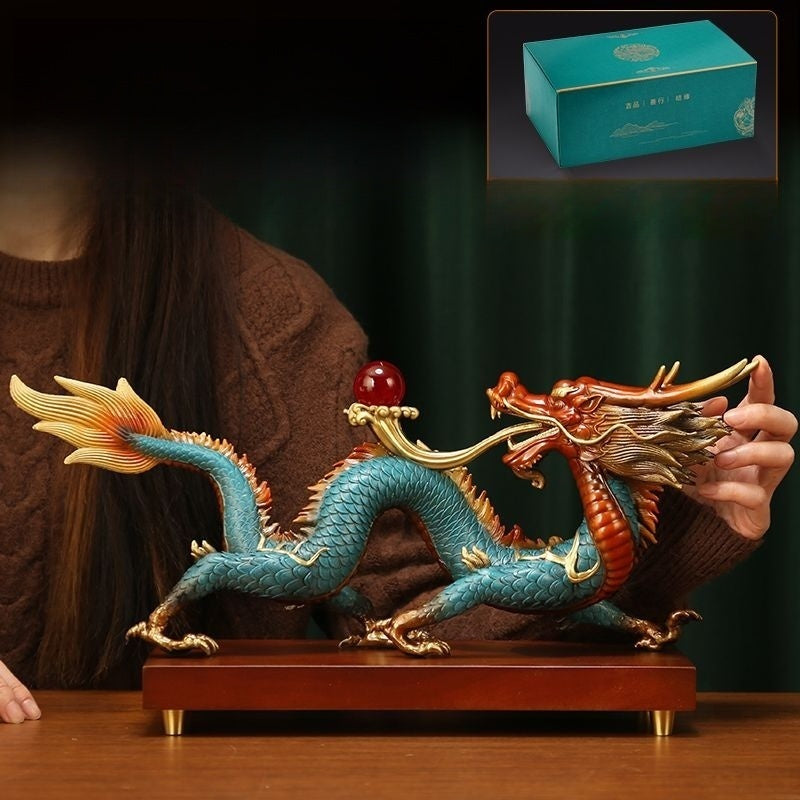 Brass Auspicious Dragon Sculpture | Majestic & Lifelike